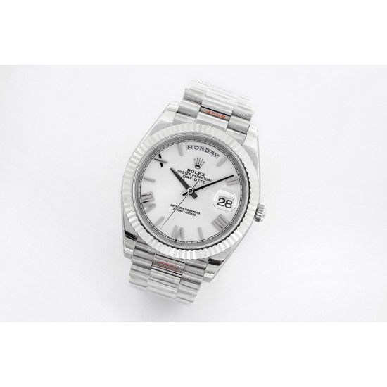 Rolex-DayDate 40mm SS/SS White/Rmn EWF A2836
