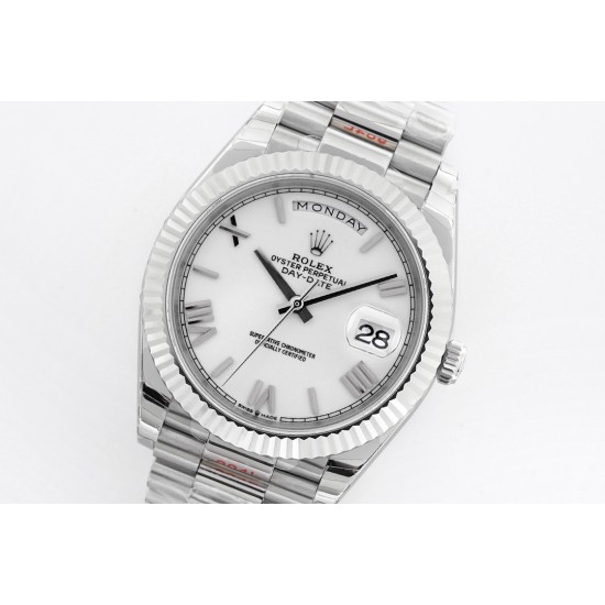 Rolex-DayDate 40mm SS/SS White/Rmn EWF A2836