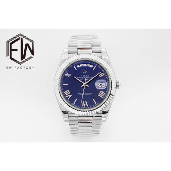 Rolex-DayDate 40mm SS/SS Blue/Rmn EWF A2836