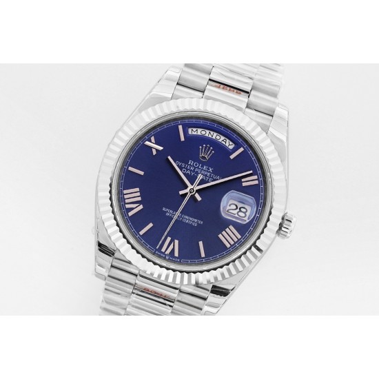 Rolex-DayDate 40mm SS/SS Blue/Rmn EWF A2836