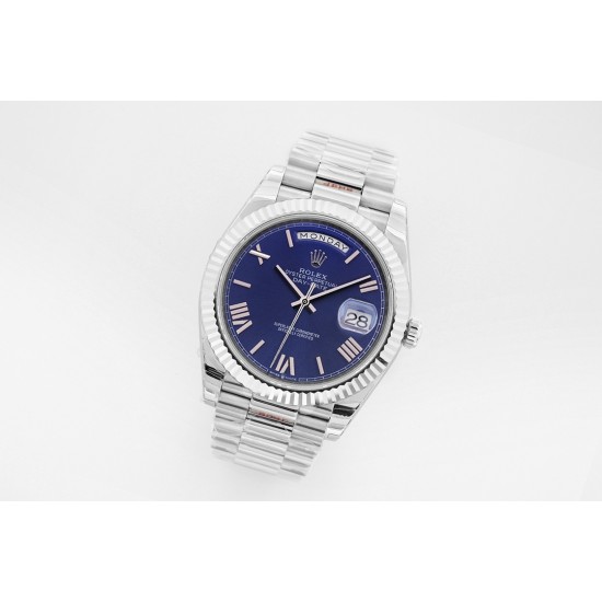 Rolex-DayDate 40mm SS/SS Blue/Rmn EWF A2836