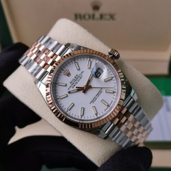 Rolex-Datejust 126231 36mm Jub RG/SS White/Stk EWF(GDF) MY8215