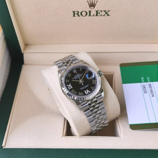 Rolex-Datejust 126233 36mm Jub SS/SS Black/Rmn EWF(GDF) SH3235