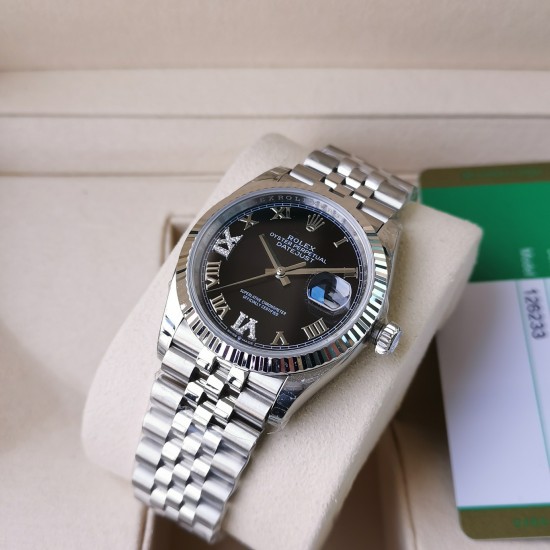 Rolex-Datejust 126233 36mm Jub SS/SS Black/Rmn EWF(GDF) SH3235