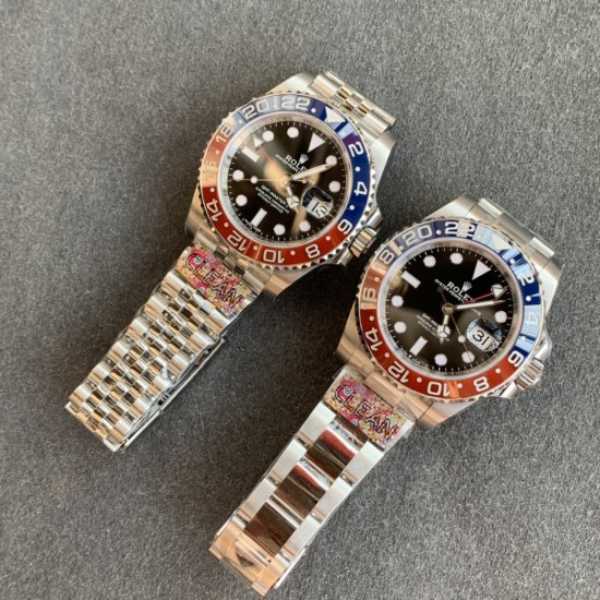 Rolex-GMT II 126710 Pepsi Jub 40mm SS/SS Black Clean V3 DD3285 Super Clone