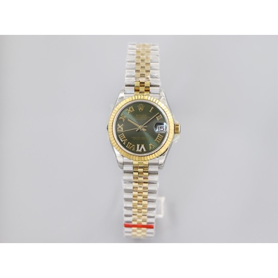 Rolex-Datejust 31mm 278273 YG/SS Green/Rmn EWF MY8215