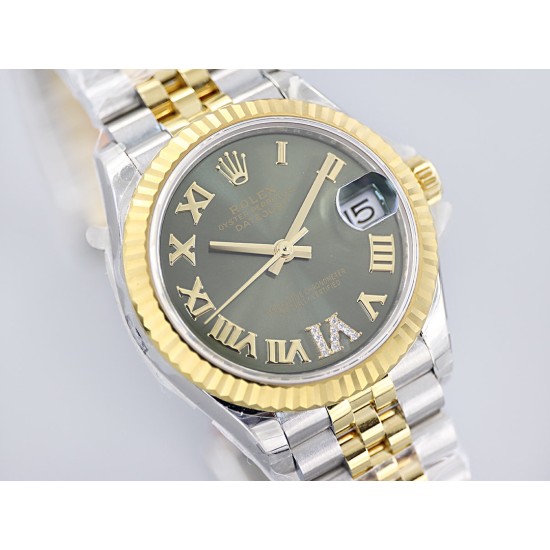 Rolex-Datejust 31mm 278273 YG/SS Green/Rmn EWF MY8215