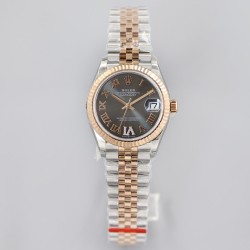 Rolex-Datejust Ladies 31mm Jubilee RG/SS Black/Rmn EWF A2671