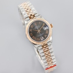 Rolex-Datejust Ladies 31mm Jubilee RG/SS Black/Rmn EWF A2671