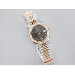 Rolex-Datejust Ladies 31mm Jubilee RG/SS Black/Rmn EWF A2671