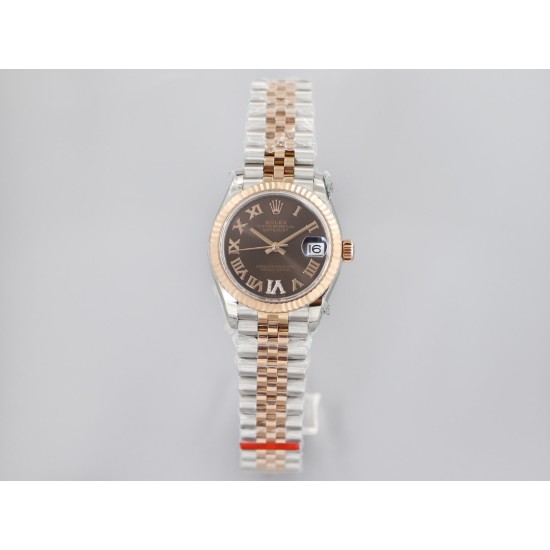 Rolex-Datejust Ladies 31mm Jubilee RG/SS Brown/Rmn EWF A2671
