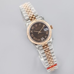 Rolex-Datejust Ladies 31mm Jubilee RG/SS Brown/Rmn EWF A2671
