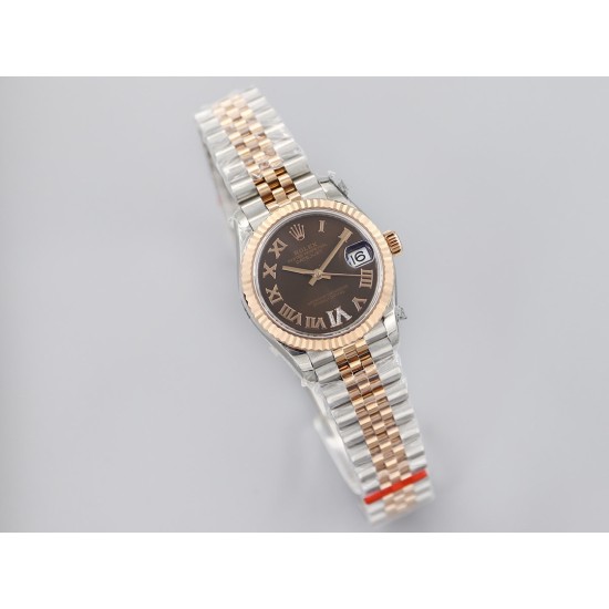 Rolex-Datejust Ladies 31mm Jubilee RG/SS Brown/Rmn EWF A2671