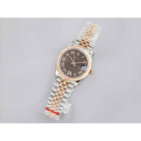 Rolex-Datejust Ladies 31mm Jubilee RG/SS Brown/Rmn EWF A2671