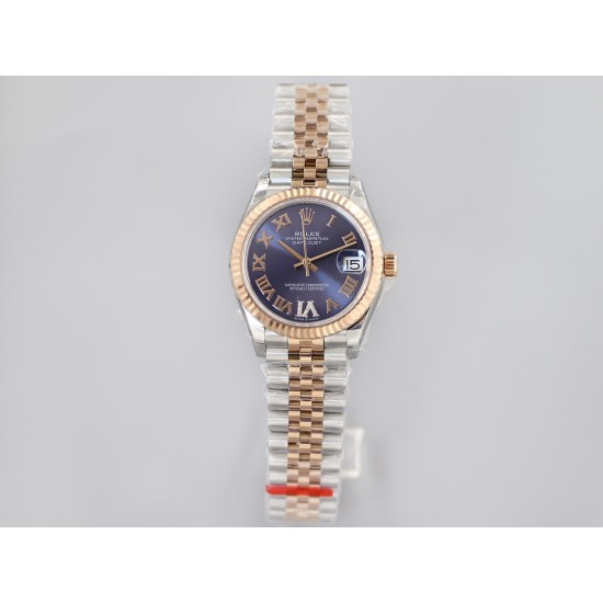 Rolex-Datejust Ladies 31mm Jubilee RG/SS Blue/Rmn EWF A2671