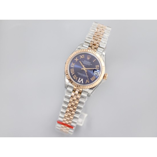 Rolex-Datejust Ladies 31mm Jubilee RG/SS Blue/Rmn EWF A2671