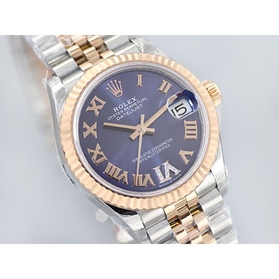 Rolex-Datejust Ladies 31mm Jubilee RG/SS Blue/Rmn EWF A2671