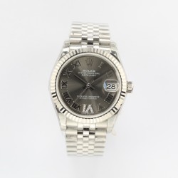 Rolex-DATEJUST - LADY 31mm Pres Flt SS/SS Grey Rmn/Dia EWF A2824