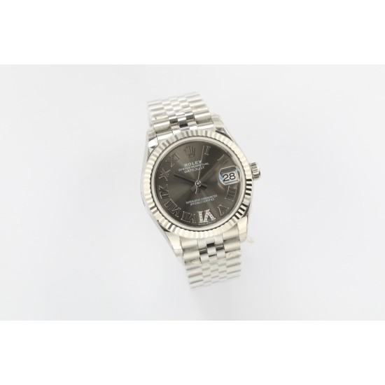 Rolex-DATEJUST - LADY 31mm Pres Flt SS/SS Grey Rmn/Dia EWF A2824