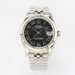 Rolex-DATEJUST - LADY 31mm Jub Flt 904L SS/SS Black/Rmn EWF A2824