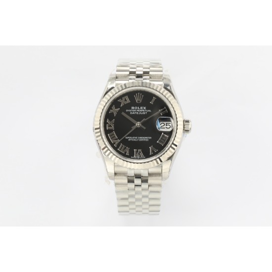 Rolex-DATEJUST - LADY 31mm Jub Flt 904L SS/SS Black/Rmn EWF A2824