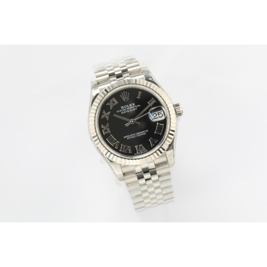 Rolex-DATEJUST - LADY 31mm Jub Flt 904L SS/SS Black/Rmn EWF A2824