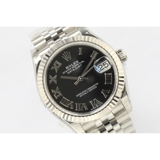 Rolex-DATEJUST - LADY 31mm Jub Flt 904L SS/SS Black/Rmn EWF A2824