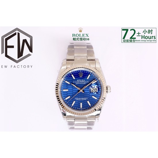 Rolex-Datejust 126233 36mm Oys SS/SS Textured Blue/STK  Dial EWF VR3235