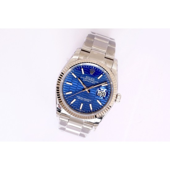 Rolex-Datejust 126233 36mm Oys SS/SS Textured Blue/STK  Dial EWF VR3235