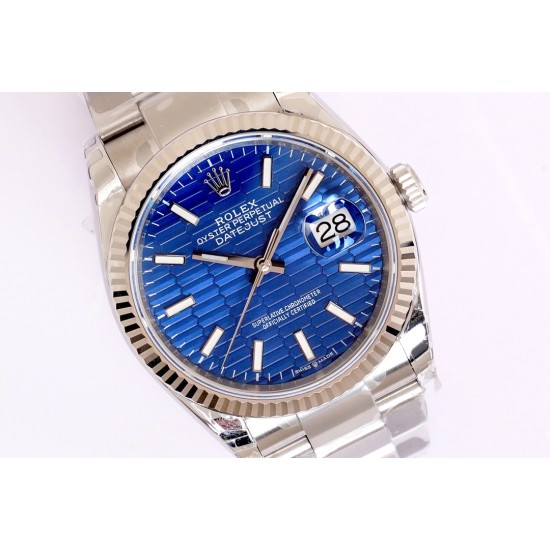 Rolex-Datejust 126233 36mm Oys SS/SS Textured Blue/STK  Dial EWF VR3235