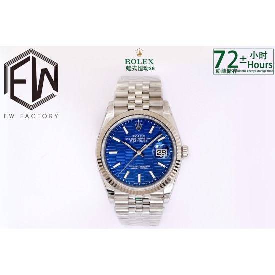 Rolex-Datejust 126233 36mm Jub SS/SS Textured Blue/STK Dial EWF VR3235