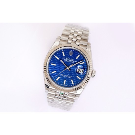 Rolex-Datejust 126233 36mm Jub SS/SS Textured Blue/STK Dial EWF VR3235