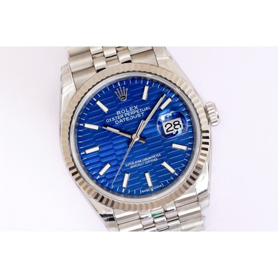 Rolex-Datejust 126233 36mm Jub SS/SS Textured Blue/STK Dial EWF VR3235