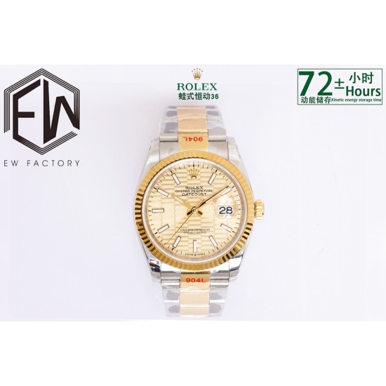 Rolex-Datejust 126233 36mm Oys YG/SS Gold/STK Textured Dial EWF VR3235