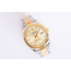 Rolex-Datejust 126233 36mm Oys YG/SS Gold/STK Textured Dial EWF VR3235