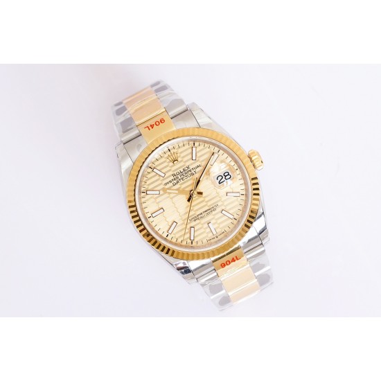 Rolex-Datejust 126233 36mm Oys YG/SS Gold/STK Textured Dial EWF VR3235