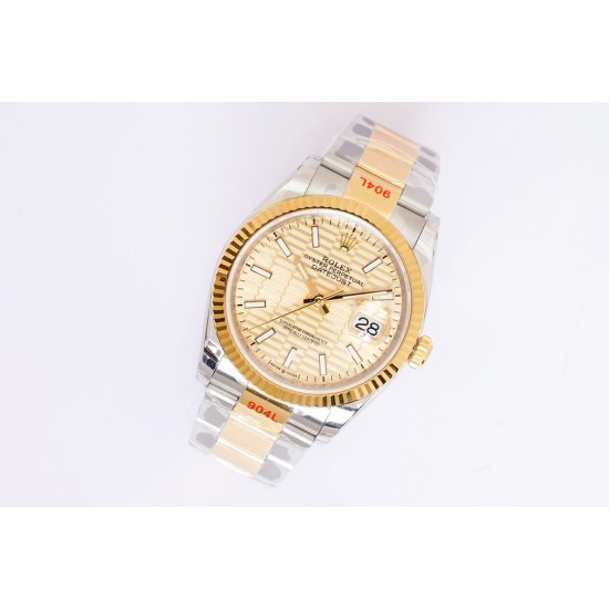 Rolex-Datejust 126233 36mm Oys YG/SS Gold/STK Textured Dial EWF VR3235