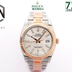 Rolex-Datejust 126233 36mm Oys RG/SS Silver Textured EWF VR3235