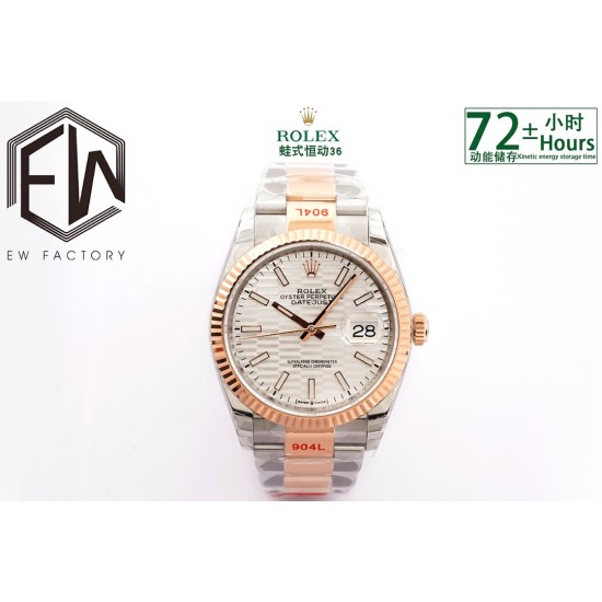 Rolex-Datejust 126233 36mm Oys RG/SS Silver Textured EWF VR3235