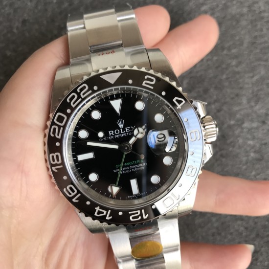 Rolex-GMT II Blk/Blk SS/SS Noob A3186 Hour Hand Adj