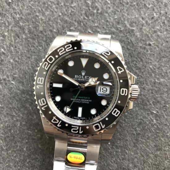 Rolex-GMT II Blk/Blk SS/SS Noob A3186 Hour Hand Adj