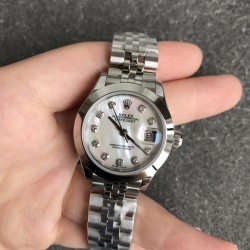 Rolex-Datejust Ladies 28mm SS/SS Silver/Dia GSF H05