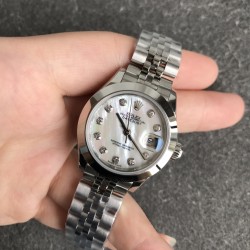 Rolex-Datejust Ladies 28mm SS/SS Silver/Dia GSF H05