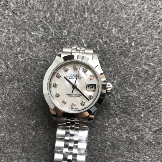 Rolex-Datejust Ladies 28mm SS/SS Silver/Dia GSF H05