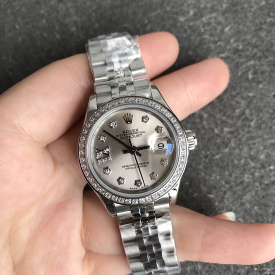 Rolex-Datejust 279174 28mm Jub Dia SS/SS Silver/Diam GSF A2671