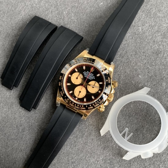 Rolex-Daytona 126518 40mm YG/RU Black/Stk NOOB SH4131 Super Clone