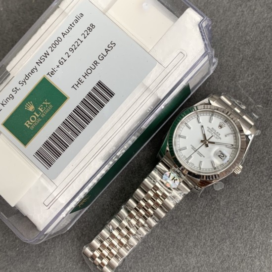 Rolex-Datejust 126234 36mm Jub SS/SS White/Stk ARF VR3235