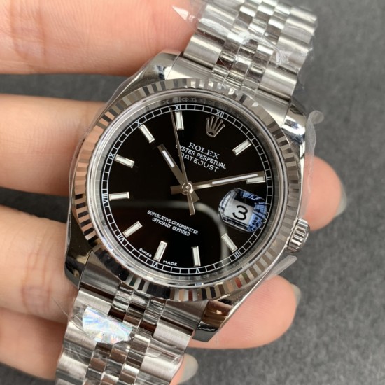 Rolex-Datejust 126234 36mm Jub SS/SS Black/Stk ARF VR3235