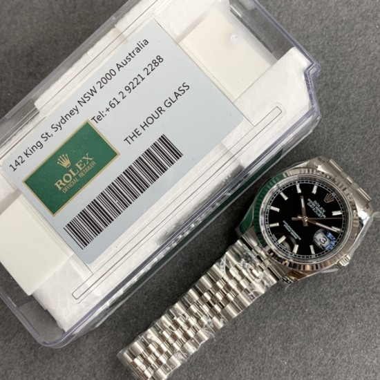 Rolex-Datejust 126234 36mm Jub SS/SS Black/Stk ARF VR3235