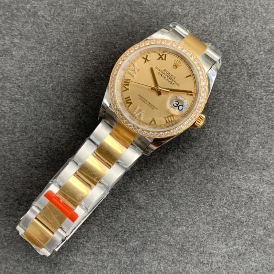 Rolex-DateJust 36mm Oyst Dia 904L YG/SS Gold/Rmn EWF A3235